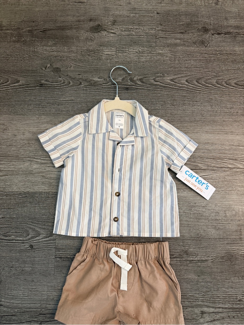 Carter's Striped Button-Up Shirt in Blue and Tan